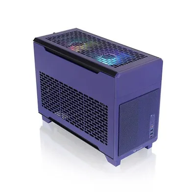 TR100 Tower-Gehäuse in Violett - Mini-ITX Gehäuse mit 2x 2,5 Zoll Einbauschächten, SFX Netzteil und 3 Full-Size-Slots – ideal für kompakte Gaming-Setups.