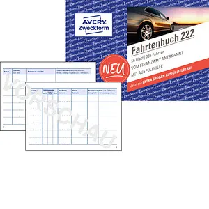 AVERY Zweckform 222 Fahrtenbuch A6 quer - Vom Finanzamt anerkannt, 112 Seiten für 385 Fahrten, robust und umweltfreundlich, Made in Germany