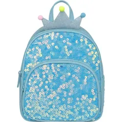 Kinderrucksack Glitzer Pailletten Mädchen, Prinzessinenrucksack Kinder klein, 24x22x8cm, 4L, Glitzerschleife Blau