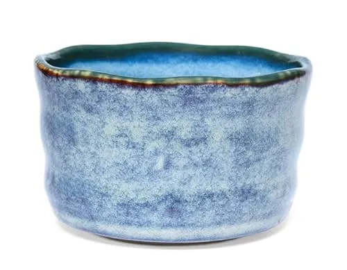 Teeladen Herzberg MAOCI - Matcha Tee-Schale Chawan aus Porzellan 350ml blau-weiß handgefertigt