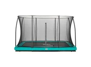 Salta Trampolin Comfort Edition Ground 366 cm x 244 cm Grün - Trampolin mit nur 20 cm Höhe für einfachen Zugang, inkl. starkem Sicherheitsnetz und robusten Bodenankern für maximale Sicherheit. Ideal für Kinder und Anfänger.