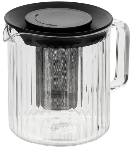 Resto Kitchenware Teekanne "Ain" 1 l – Hitzebeständige Glaskanne im 3D Design - Elegante Teekanne aus hitzebeständigem Borosilikatglas mit tropffreiem Ausguss. Perfekt für die Zubereitung von Tee, leicht zu reinigen und mit praktischem Edelstahlfilter.