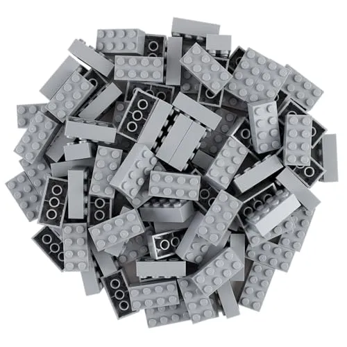 LEGO® 2x4 Steine Bausteine Hellgrau - 100 Stück für kreative Bauprojekte - 100 originale LEGO® 2x4 Steine in Hellgrau, ideal zur Erweiterung Ihrer Sammlung und Förderung von Kreativität und Problemlösefähigkeiten. Perfekt für kleine Baumeister!