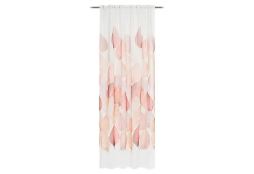 Gözze Vorhang VAPIANO, Zimtfarben und Weiß, 140x255 cm - Fertiggardinen mit verdeckten Schlaufen, elegantes Blättermotiv, pflegeleicht und waschbar bis 30 °C – ideal für stilvolle Fensterdekoration.