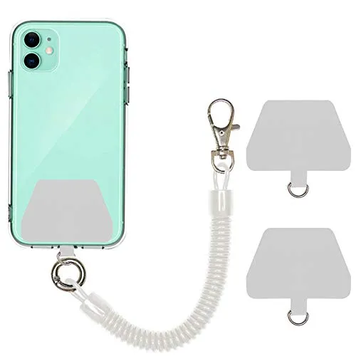 COCASES Handyband mit flexiblem Spiralkabel, universale Lanyard Schlüsselband Schlüsselanhänger kompatibel mit iPhone/Samsung/Huawei(2 Einlagen, Durchsichtig)