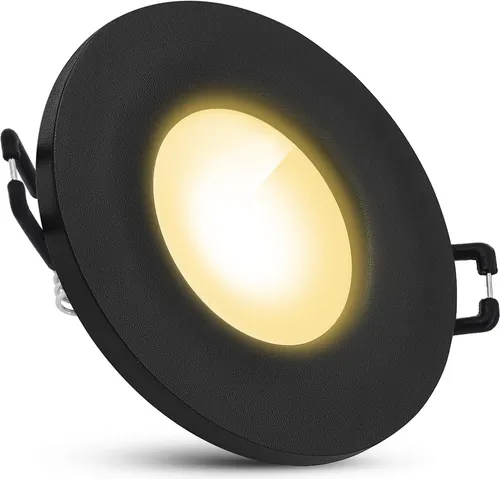 SSC-LUXon BEDA LED Downlight IP65 Einbauspot schwarz - Strahler 4W fourSTEP Birne warmweiß - Helligkeit in 4 Stufen über Lichtschalter regelbar