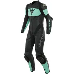 Dainese Imatra 1-Teiler Perforierte Damen Motorrad Lederkombi, schwarz-grün, Größe 40 - Motorradkombis, atmungsaktiv und sicher mit herausnehmbarem Innenanzug sowie austauschbaren Knieschleifern für optimalen Fahrkomfort.