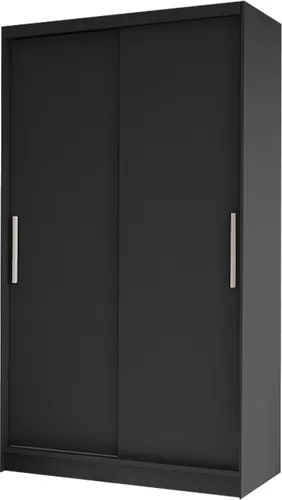 MIRJAN24 Schiebetürenschrank Costa I - Schwebetürenschrank in elegantem Schwarz, 100 cm breit, mit geräumigen Regalen und hochwertigen Aluminium-Gleitschienen für einen reibungslosen Betrieb.