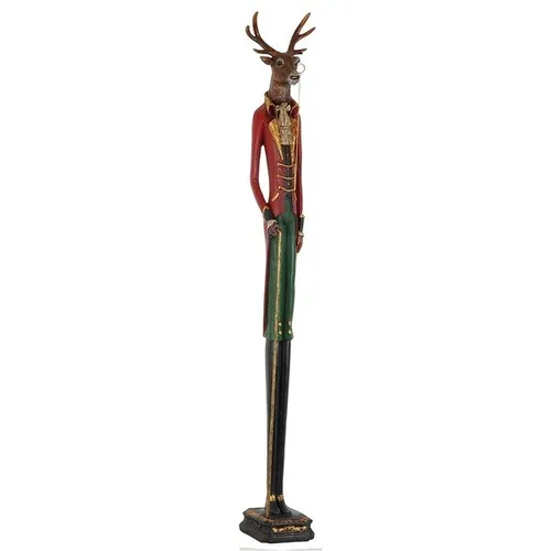 Clayre & Eef Hirschfigur 92 cm rot/grün aus Polyresin für Weihnachtsdeko - Stimmungsvolle Weihnachtsdeko: Diese 92 cm hohe Hirschfigur aus Polyresin bringt festliche Atmosphäre und ist ein echter Blickfang in jedem Zuhause.