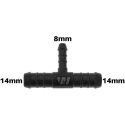 WamSter® T Schlauchverbinder Pipe Connector reduziert 14mm 14mm 8mm Durchmesser