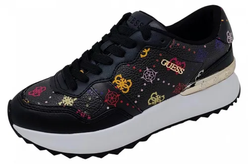 Guess Vinsa 4 Sneaker Schwarz - Bequeme Damen Sneaker in Gr. 36 - Stylische Sneaker in Schwarz mit flachem Absatz und Schnürverschluss. Ideal für den Alltag und kombiniert Komfort mit modernem Design.