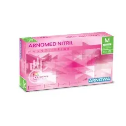 ARNOMED Nitril Magnolia Pink Einmalhandschuhe, puderfrei, pink 387-M , 1 Packung = 100 Stück, Größe M