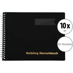 Helbling BMS25 Marschbuch schwarz - 10er Set - 10 schwarze Notenbücher mit 25 Taschen, bruchsichere Spirale, flexibler Kunststoffumschlag und blendfreie Klarsichthüllen, ideal für Musiker und Proben.