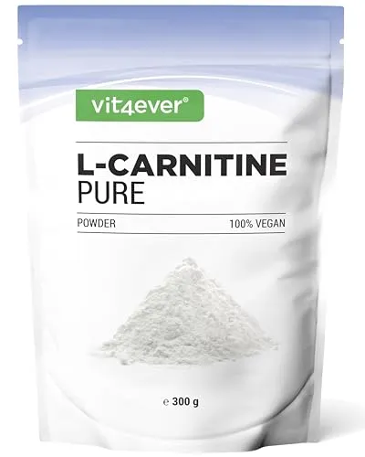 L-Carnitin Pure - Hochdosiertes 300 g Pulver - Aminosäure Carnitin - 100% reines L-Carnitin Tartrat für hohe Bioverfügbarkeit, vegan und ohne Zusätze. Ideal zur gezielten Ergänzung mit 2040 mg reinem L-Carnitin pro Tagesportion.