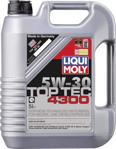 Liqui Moly Motoröl Top Tec 4300 5W-30 3741 - Hochleistungsöl - Hochleistungs-Motoröl für optimale Schmierung und Schutz. Ideal für moderne Motoren, sorgt für reibungslosen Betrieb und verlängert die Lebensdauer.