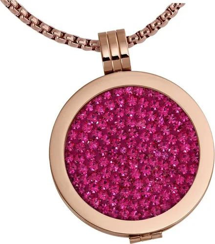 Amello Edelstahlketten-Set Amello Coinkette 30mm Damen Halskette pink (Coin Sets, 3-tlg), Coin Sets ca. 80cm, Edelstahl (Stainless Steel), vergoldet (Gelbgold 3
