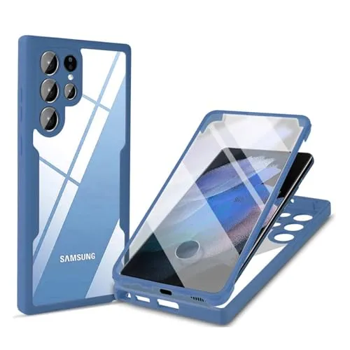 Grad Hülle Kompatibel mit Samsung Galaxy S21 Ultra | Handyhülle mit eingebautem Displayschutz für Galaxy S21 Ultra | Blau 360