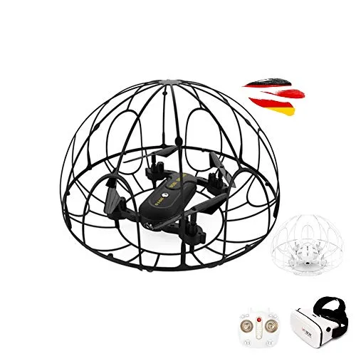 RC ferngesteuerte 4-Kanal mini Drohne mit FPV WiFi Kamera für Live-Videos auf Smartphone und VR-Brille, 3D-Flip Flying-Ball LED Drone mit Schutz-Käfig, Spielzeug Quadrocopter für Kinder und Erwachsene