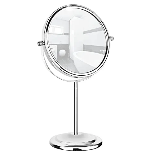 Wenko Kosmetikspiegel 8204500, Ø 15 cm, 7-fach Vergrößerung - Eleganter Kosmetikspiegel mit 7-facher Vergrößerung, ideal für präzise Make-up-Anwendungen. Mit verchromtem Metallstandfuß, stufenlos schwenkbar und drehbar für optimale Nutzung.