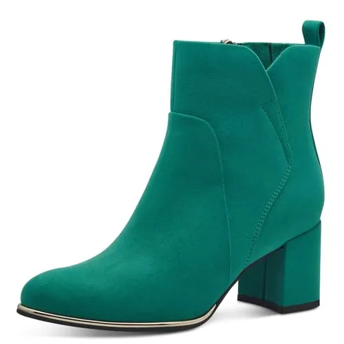 MARCO TOZZI Damen Stiefeletten - Vegan, hoher Tragekomfort und elegantes Design in Emerald Green, Größe 39 EU