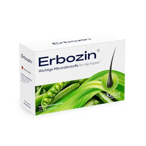 Erbozin® Kapseln – Vegane Haarpflege Nahrungsergänzung - 60 Kapseln mit wertvollem Erbsen-Extrakt und Astaxanthin für die Unterstützung der Haarpflege. Made in Germany mit 90 Tage Garantie.