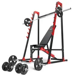 Marbo Sport Set MH24_126KG_KIER - Stationen & Hantelbänke: Komplettset mit verstellbarer Hantelbank, Langhantelständer und 83 kg Hantelscheiben für effektives Krafttraining zu Hause.