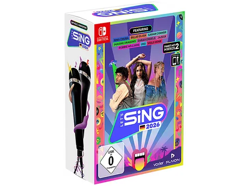 Lets Sing 2026 + 2 Mics für Nintendo Switch - Partyspiel für Nintendo Switch mit 2 Mikrofonen – perfekt für unvergessliche Karaoke-Abende mit Freunden und Familie!