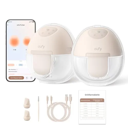 eufy Security Tragbare Milchpumpe E10 – Elektronische Hands-Free Milchpumpe mit App-Steuerung - Erlebe flexibles Abpumpen mit der eufy Milchpumpe E10: Mit App-Steuerung und individuell einstellbarem Pump-Rhythmus für maximalen Komfort. Ideal für Mütter, die Wert auf Effizienz und Diskretion legen.