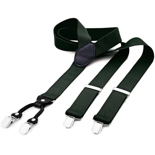 DonDon Hosenträger Herren extra stark grün 3,5 cm Hosenträger Herren breit in Y-Form lang - Starke Clips passend für Anzug Jeans Chinos Vintage Rockabilly Suspenders