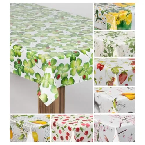 laro Wachstuch-Tischdecke Kleeblatt Marienkäfer 140x300 - Verschönern Sie Ihren Gartentisch mit dieser robusten PVC-Tischdecke. Ideal für den Außenbereich, abwaschbar und wasserabweisend – genießen Sie unbeschwerte Mahlzeiten im Freien!