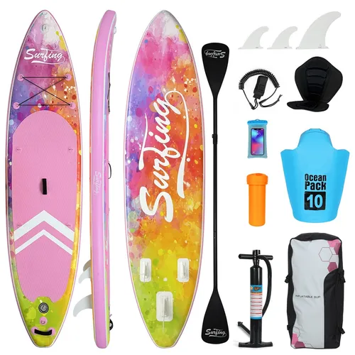 SUP Stand Up Paddle Aufblasbar Surfboard Komplettset 335 cm - Aufblasbares Surfbrett bis 150 kg, ideal für Spaß auf dem Wasser mit stabiler Bauweise und komfortablem Sitz.