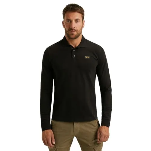 PME Legend Herren Poloshirt Long Sleeve Polo American Classic - Regular Fit, Größe:M, Farbe:PPS2510899-999 Black - Stylisches PME Legend Herren Poloshirt mit langem Arm und Kragen in verschiedenen Farben. Ideal für ein modisches Outfit, leicht und bequem aus 95% Baumwolle. Perfekt kombinierbar mit Jeans für einen lässigen Look.