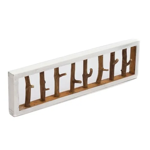 DESIGN DELIGHTS Rustikale Wandgarderobe Treibholz Unikat 80x22x12 cm - Kleiderhaken aus Recyclingholz im Shabby Chic, handgefertigt mit 8 Ästen für Ordnung im Flur. Ein einzigartiges Accessoire, das Nachhaltigkeit und Stil vereint.