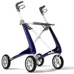 Carbon Ultralight Komfort Rollator königsblau - Leichtester Rollator der Welt mit nur 4,8 kg, ergonomischen Griffen für gesunde Körperhaltung und integrierter Sitzfläche – ideal für aktive Menschen mit Einschränkungen.