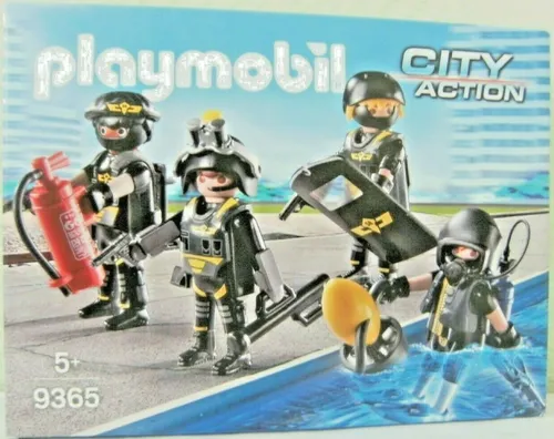 PLAYMOBIL City Action 9365 SEKTeam - 4 Figuren mit Spezialausrüstung für Wasser und Land, ideal für Kinder ab 5 Jahren und robustes Design