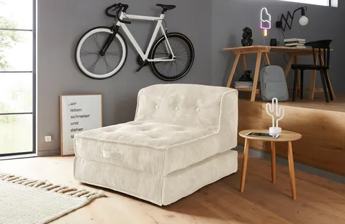 Home affaire Sessel Pia, Loungesessel aus Cord, in 2 Größen, Pouf-Funktion.