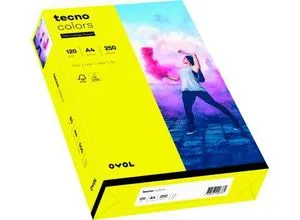 Farbiges Kopierpapier tecno colors, DIN A4, 120 g/m², gelb, 250 Blatt