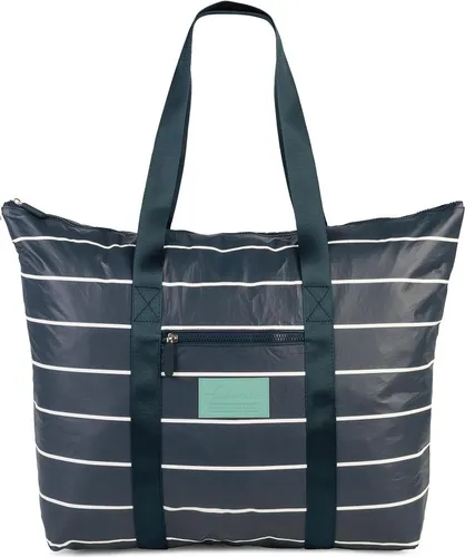 fabrizio® Tragetasche LIGHTWEIGHT Streifen Blau - Stylische Sommertasche aus leichtem, wasserabweisendem Tyvek, ideal für Strand, See oder Stadt. Geräumig mit Reißverschluss und extra Fach für Wertsachen, perfekt für unbeschwerte Sommertage.