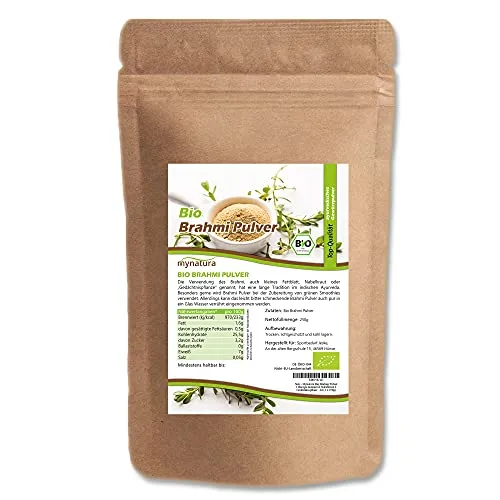 Mynatura Bio Brahmi Pulver I Bacopa monnieri I Nabelkraut I Gedächtnispflanze I Kleines Fettblatt I Kräuter I Brahmin I Naturprodukt (1 x 250g)