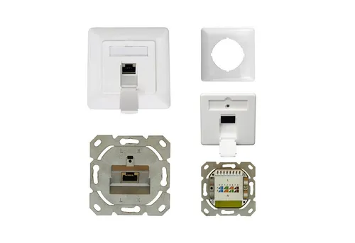 ProfiPatch Netzwerkdose LAN Dose Cat6A 500MHz - Unterputzdose Cat.6A mit 1 RJ45 Port, geschirmt und kompatibel mit gängigen Schalterprogrammen, ideal für schnelle und zuverlässige Netzwerkverbindungen.