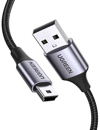 UGREEN USB Mini-B Kabel Ladekabel USB A Stecker auf Mini USB Stecker Nylon kompatibel mit PS3 Game Controller, Externe Festplatte, Dashcam, Mikrofon, usw. (1m)