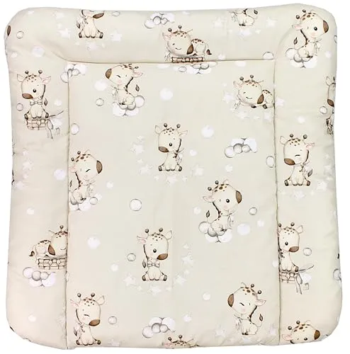 TupTam Baby Wickeltischauflage mit Baumwollbezug Gemustert, Farbe: Giraffe/Beige, Größe: 70 x 60 cm