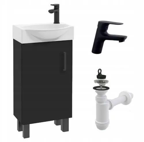 STAMAR Waschbeckenunterschrank Badmöbel 40 cm Schwarz mit Waschbecken - Kompaktes Badmöbel-Set, ideal für kleine Räume. Inklusive hochwertigem Waschbecken und eleganter Armatur für stilvolles Badezimmer-Design.
