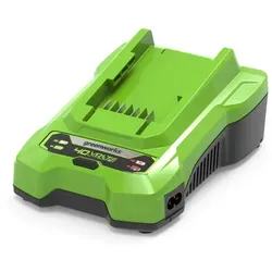 Greenworks Akku-Ladegerät Universal Charger 40 Volt 2Ah G40C - Zubehör für Elektrowerkzeug mit schneller Ladezeit und integrierter LED-Anzeige für den Ladefortschritt. Kompatibel mit allen Greenworks 40V-Geräten, sorgt für eine effiziente und zuverlässige Energiequelle.