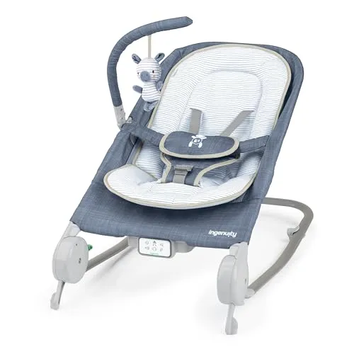 Ingenuity Happy Belly Babywippe & Babyschaukel - Babywippe & Babyschaukel mit integrierter Bauchmassage, die Beschwerden lindert. Ideal für Babys von 0-6 Monaten, zusammenklappbar und mit abnehmbarer Spielzeugleiste.