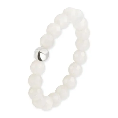 GD GOOD.designs Anti Stress Ring aus Mondstein Naturstein Perlen für Damen | Elastische Anxiety Rings - Fidget Ringe | Ringgröße 52-60