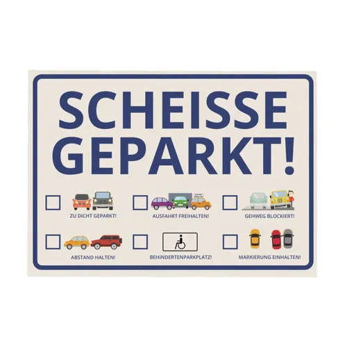 Notizzettel Scheisse Geparkt Comic Edition 50er Set - Haftnotizen für Falschparker, witzige Comic-Designs sorgen für ein Lächeln beim Parken.