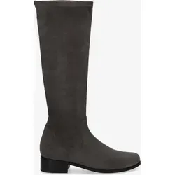 Peter Kaiser Damen Stiefel grau - Elegante Damen Schlupf-Langschaftstiefel aus hochwertigem Rauhleder mit flexiblem Stretchschaft und komfortablem 3,7 cm Blockabsatz, perfekt für stilvolle Auftritte.