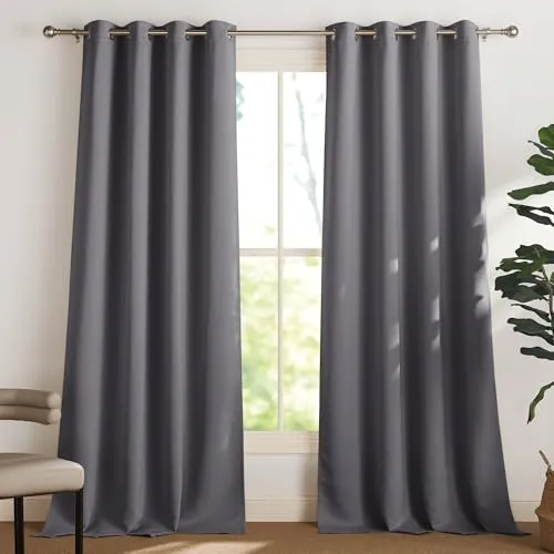 PONY DANCE Thermovorhang Kälteschutz 2er Set - Hochwertige, blickdichte Vorhänge (H 245 x B 140 cm) für Wohnzimmer & Schlafzimmer. Blockiert 85%-95% Licht, bietet thermische Isolation und schallreduzierende Eigenschaften. Ideal für einen erholsamen Schlaf und Energieeinsparung.