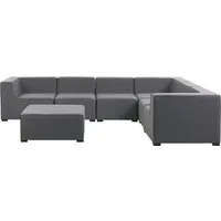 Beliani Luxuriöses 7-teiliges Outdoor Lounge Set Arezzo - Exklusives Gartenmöbel-Set mit optimalem Sitzkomfort und schnelltrocknender Polsterung. Ideal für entspannte Stunden im Freien, robustes Metallgestell sorgt für Stabilität.